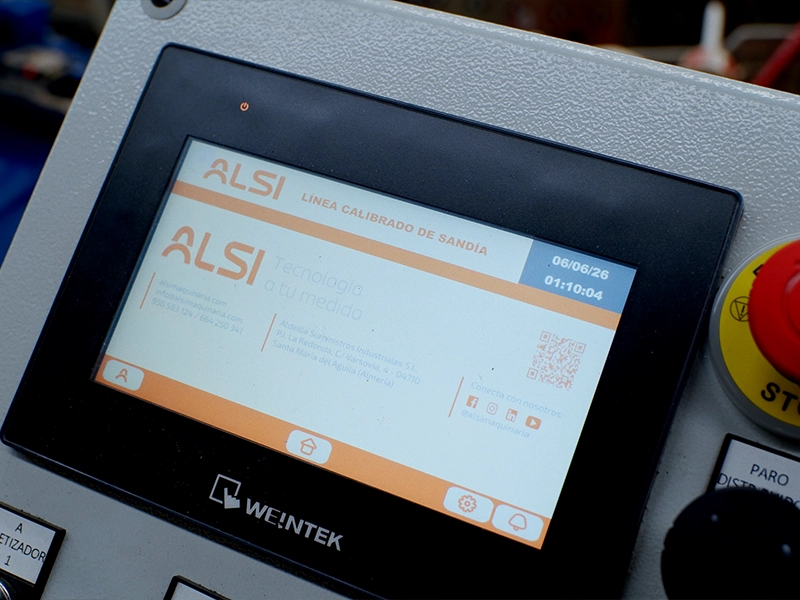 Pantalla de control de la línea automatizada de sandía de ALSI